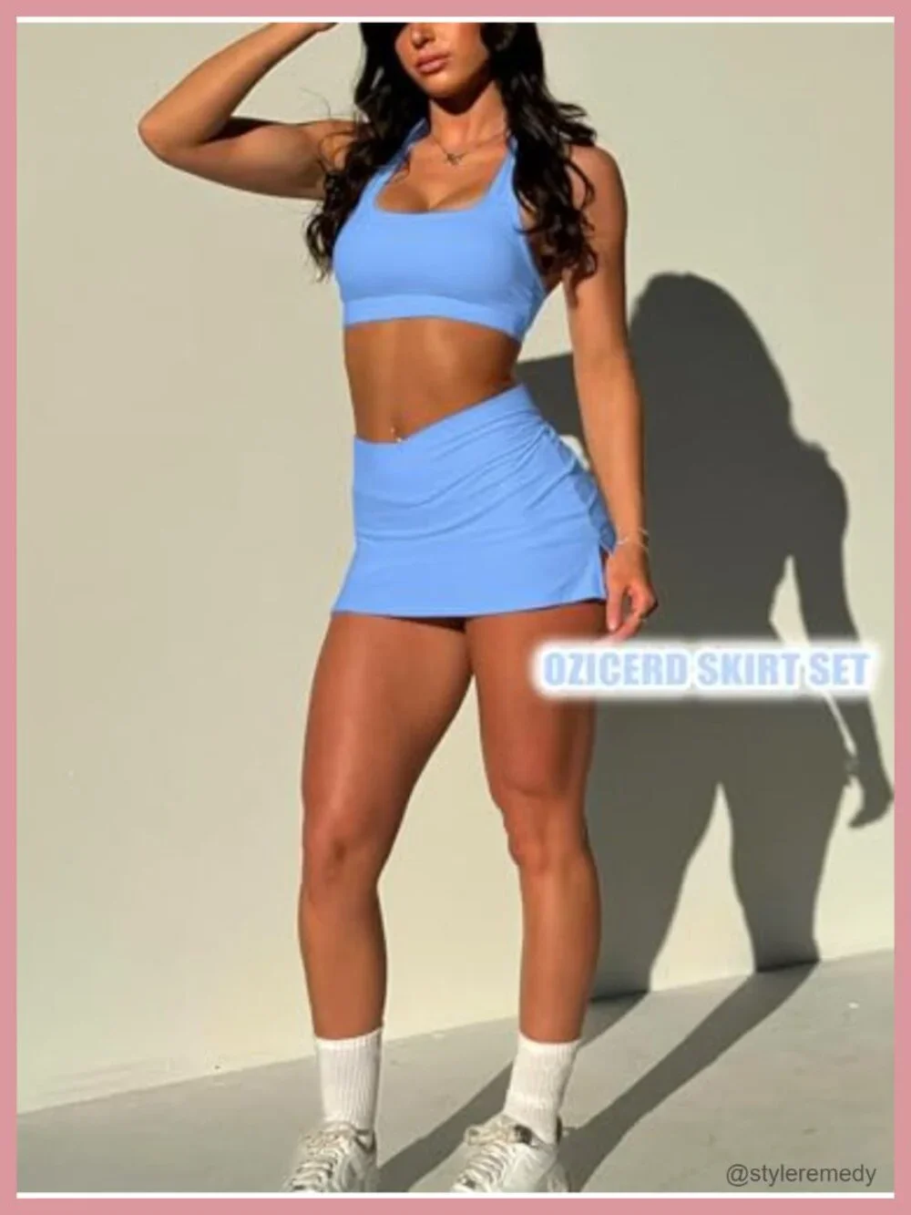 Two Piece Tennis Skirt Set Women Athletic Skort 4 Way Stretch High Rise
